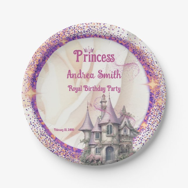 Elegant Royal Princess Birthday Party Celebration  Paper Plates (Front)