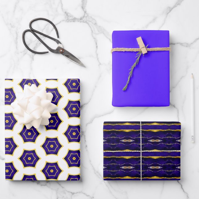Elegant Royal Purple and Gold  Wrapping Paper Sheets (Front)
