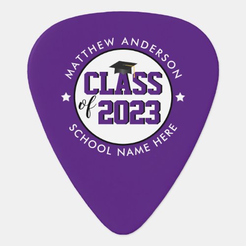 Elegant Royal Purple Class of 2023 Graduation Guitar Pick