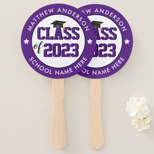 Elegant Royal Purple Class of 2023 Graduation Hand Fan