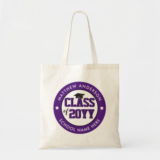 Elegant Royal Purple Class of 2023 Graduation Tote Bag (Front)
