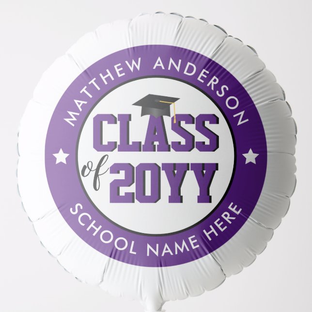 Elegant Royal Purple Class of 2024 Graduation Balloon (Front)