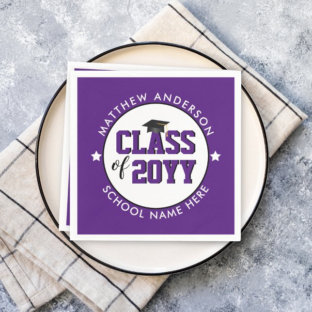 Elegant Royal Purple Class of 2024 Graduation Napkins (Creator Uploaded)