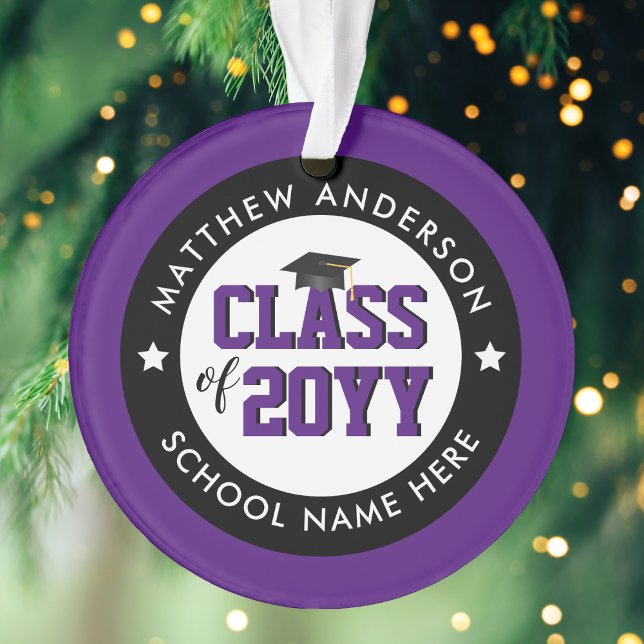 Elegant Royal Purple Class of 2025 2026 Graduation Ornament (Creator Uploaded)