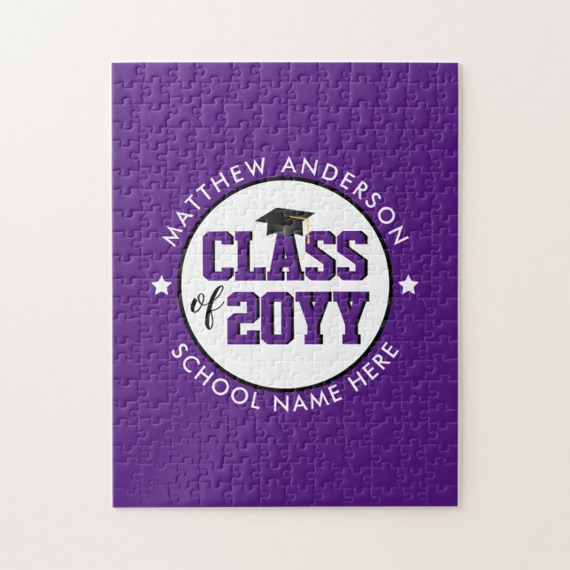 Elegant Royal Purple Class of 2026 Graduation Jigsaw Puzzle (Vertical)