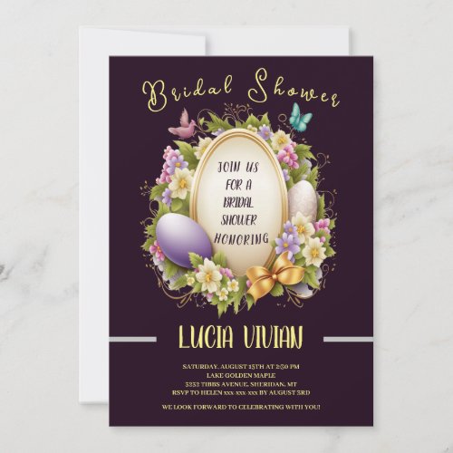Elegant Royal Purple Easter Style Bridal Shower    Invitation
