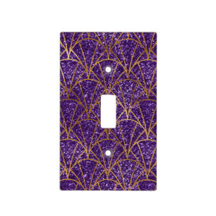 Elegant Royal Purple Gold Pattern Design Chic Light Switch Cover