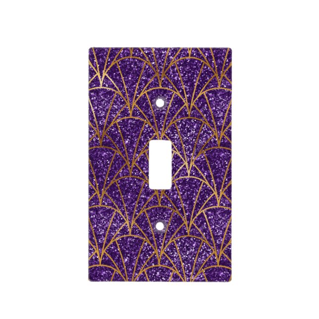 Elegant Royal Purple Gold Pattern Design Chic Light Switch Cover (Front)
