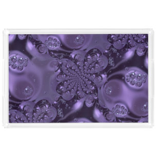 Elegant Royal Purple Liquid Sparkle Acrylic Tray