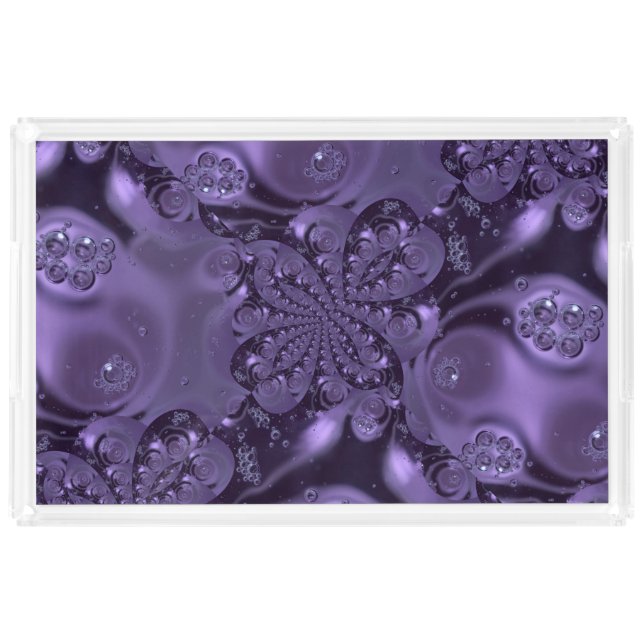 Elegant Royal Purple Liquid Sparkle Acrylic Tray (Front)
