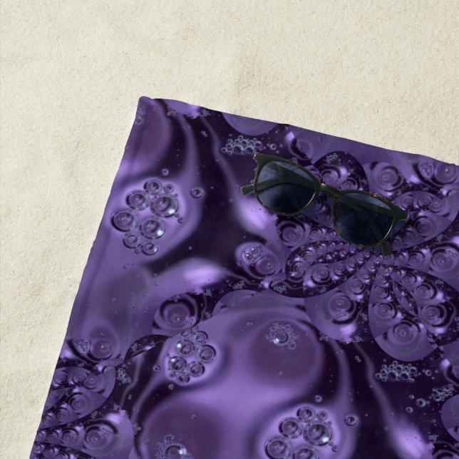 Elegant Royal Purple Liquid Sparkle Beach Towel (In Situ)