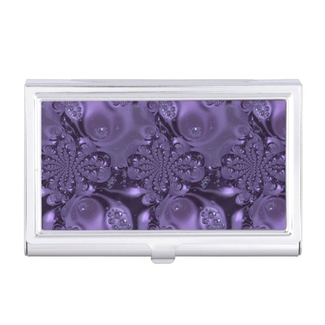 Elegant Royal Purple Liquid Sparkle Business Card Case (Front)