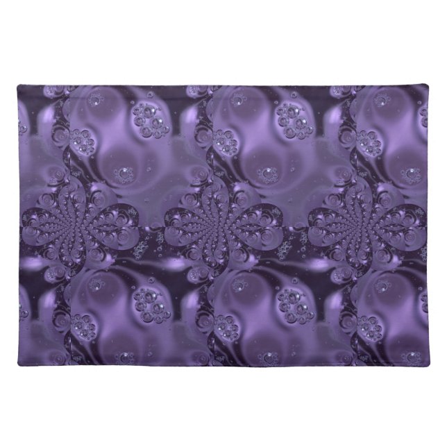Elegant Royal Purple Liquid Sparkle Cloth Placemat (Front)