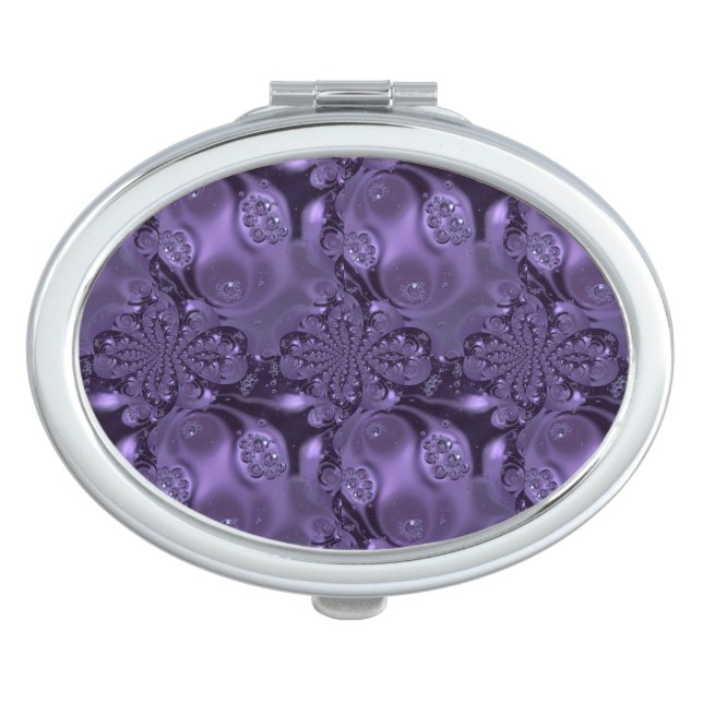 Elegant Royal Purple Liquid Sparkle Compact Mirror (Front)