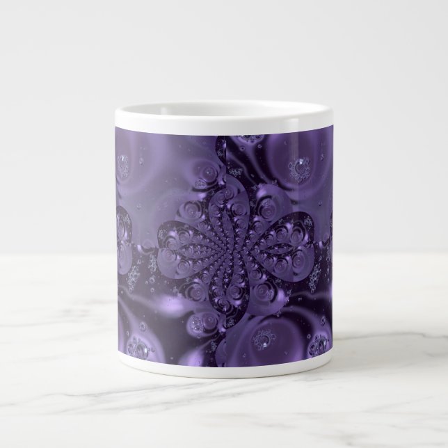 Elegant Royal Purple Liquid Sparkle Giant Coffee Mug (Front)