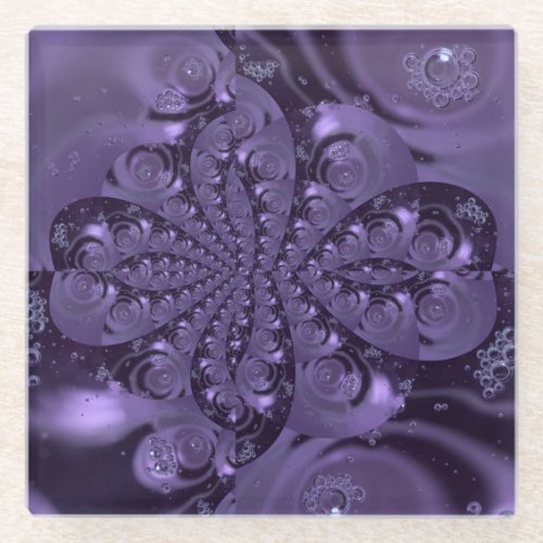 Elegant Royal Purple Liquid Sparkle Glass Coaster