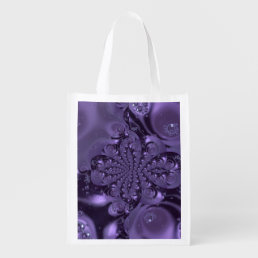 Elegant Royal Purple Liquid Sparkle Grocery Bag