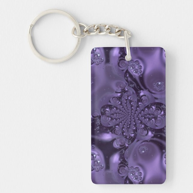 Elegant Royal Purple Liquid Sparkle Keychain (Front)