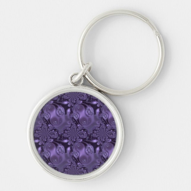 Elegant Royal Purple Liquid Sparkle Keychain (Front)