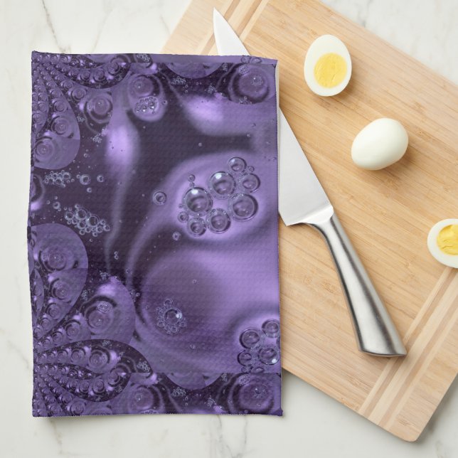 Elegant Royal Purple Liquid Sparkle Kitchen Towel (Quarter Fold)