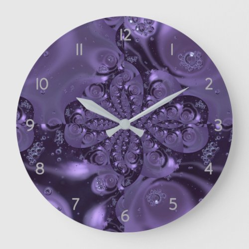 Elegant Royal Purple Liquid Sparkle Large Clock
