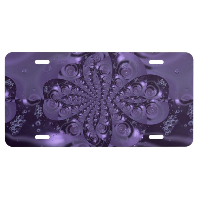 Elegant Royal Purple Liquid Sparkle License Plate (Front)
