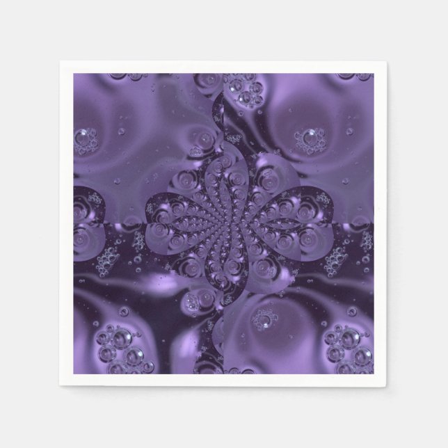 Elegant Royal Purple Liquid Sparkle Napkins (Front)