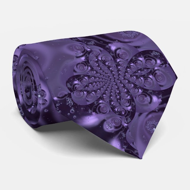 Elegant Royal Purple Liquid Sparkle Neck Tie (Rolled)