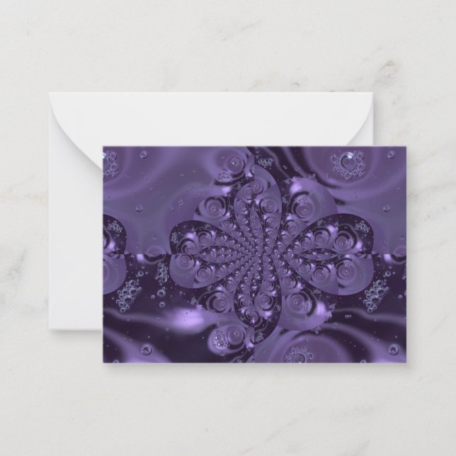 Elegant Royal Purple Liquid Sparkle Note Card (Front)