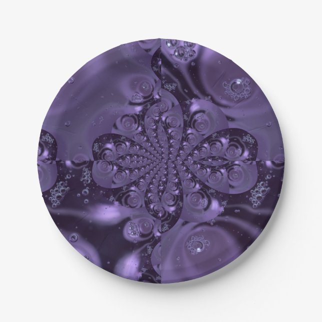 Elegant Royal Purple Liquid Sparkle Paper Plates (Front)