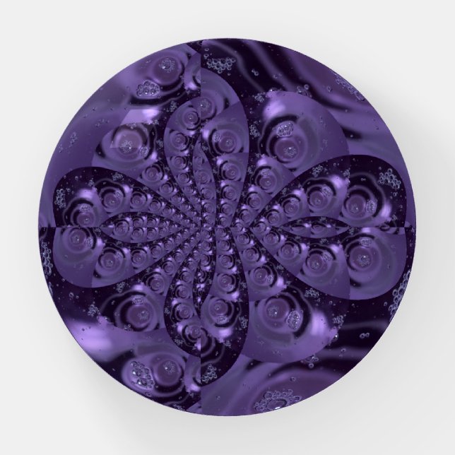 Elegant Royal Purple Liquid Sparkle Paperweight (Front)