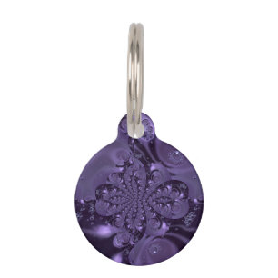 Elegant Royal Purple Liquid Sparkle Pet ID Tag