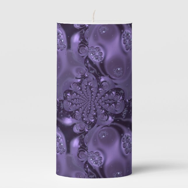 Elegant Royal Purple Liquid Sparkle Pillar Candle (Front)