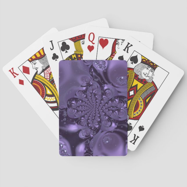 Elegant Royal Purple Liquid Sparkle Poker Cards (Back)
