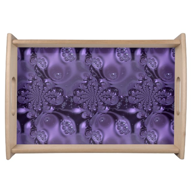 Elegant Royal Purple Liquid Sparkle Serving Tray (Front)