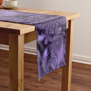 Elegant Royal Purple Liquid Sparkle Short Table Runner