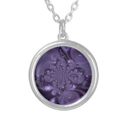 Elegant Royal Purple Liquid Sparkle Silver Plated Necklace