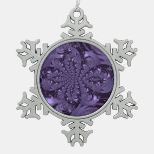 Elegant Royal Purple Liquid Sparkle Snowflake Pewter Christmas Ornament