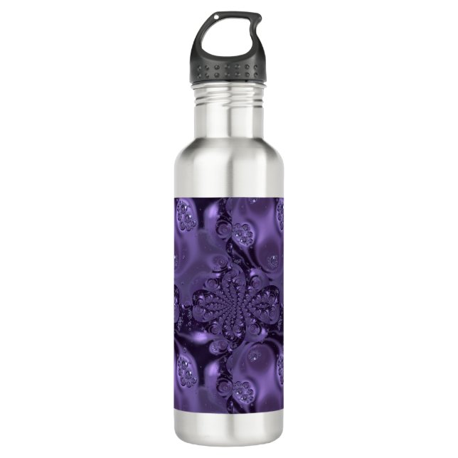 Elegant Royal Purple Liquid Sparkle Stainless Steel Water Bottle (Front)