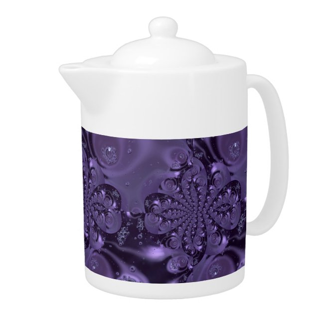 Elegant Royal Purple Liquid Sparkle Teapot (Right)