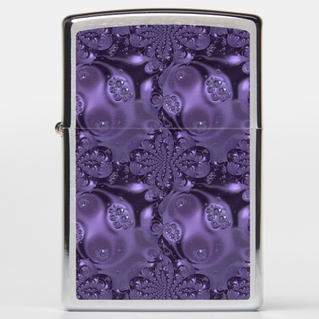 Elegant Royal Purple Liquid Sparkle Zippo Lighter (Front)