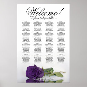 Elegant Royal Purple Rose 16 Table Seating Chart