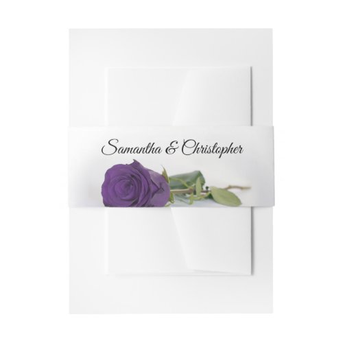 Elegant Royal Purple Rose Simple Glam Wedding Invitation Belly Band