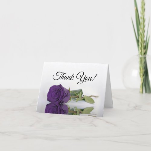 Elegant Royal Purple Rose Wedding Photo Inside Thank You Card