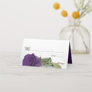 Elegant Royal Purple Rose Wedding Write-In Place Card