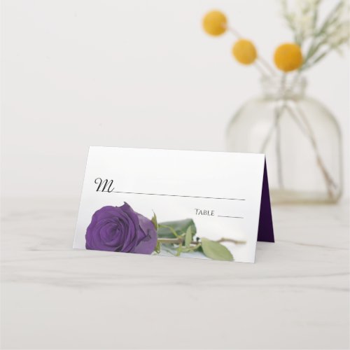 Elegant Royal Purple Rose Wedding Write_In Place Card