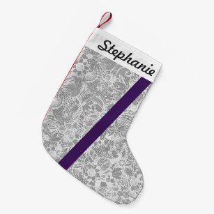 elegant royal purple stripe and white floral print small christmas stocking - Purple Christmas Stockings elegant royal purple stripe and white floral print small christmas stocking - Purple Christmas Stockings