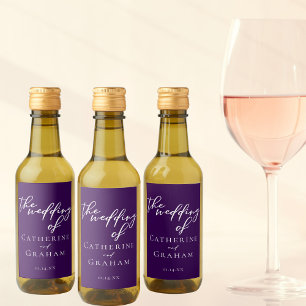 Elegant Royal Purple Wedding Personalized Mini Wine Label