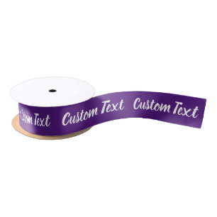 Elegant Royal Purple White Script Text Template Satin Ribbon
