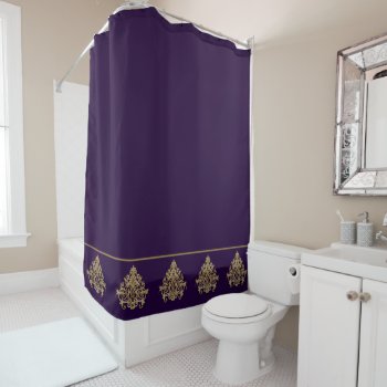 Elegant Royal Purple With Gold Damask  Shower Curtain by Susang6 at Zazzle
